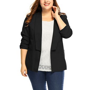 Women's Plus Size Work Office Open Front Casual Boyfriend Blazer