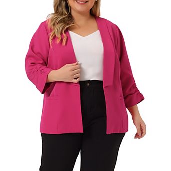 Women's Plus Size Work Office Open Front Casual Boyfriend Blazer