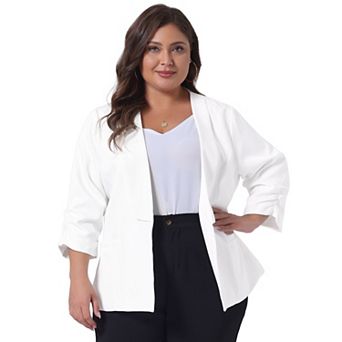 Women's Plus Size Work Office Open Front Casual Boyfriend Blazer
