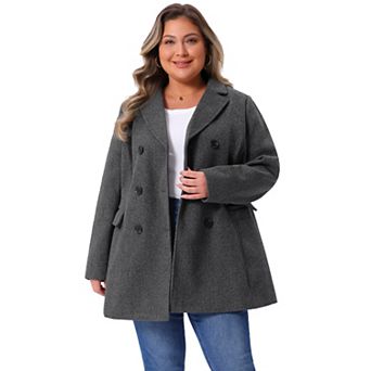 Women's Plus Size Winter Outerwear Double-Breasted Mid-Length Coat