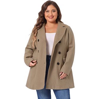 Women's Plus Size Winter Outerwear Double-Breasted Mid-Length Coat