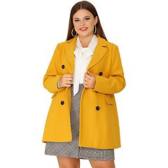 Agnes Orinda Women's Plus Size Winter Fashion Outerwear Double Breasted  Warm Overcoats Beige 4X