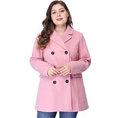 Pink winter clearance coat plus size