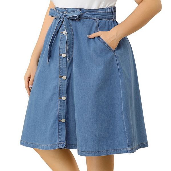 【U LAN】(Belt set) Systone Pleats Denim Skirt Pants 33