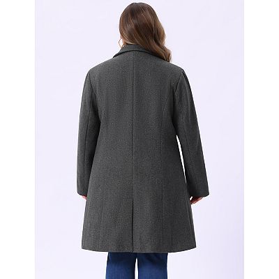 Plus Size Grey Peacoat Women's Women's Plus Size Outerwear