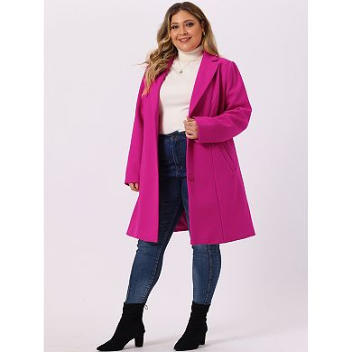 Women's Plus Size Outerwear Notched Lapel Single Breasted Midi Peacoat