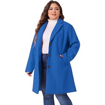 Women's Plus Size Outerwear Notched Lapel Single Breasted Midi Peacoat