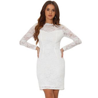 Women's Elegant Floral Lace Boat Neck Wedding Party Cocktail Bodycon Dress