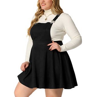 Women's Plus Size Pleated Faux Suede Mini Overall Suspender Skirt