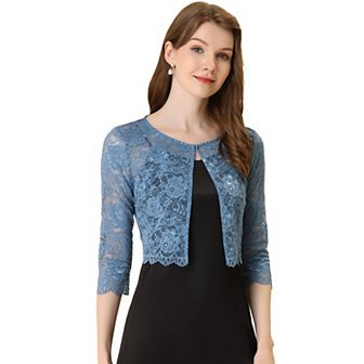 Women's Elegant Sheer Floral Lace Shrug Top Cropped Bolero Cardigan