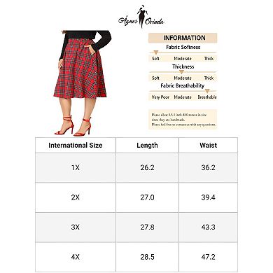 Women's Plus Size A Line Knee Length Plaid Flare Skirt
