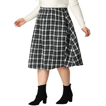 Women's Plus Size A Line Knee Length Plaid Flare Skirt