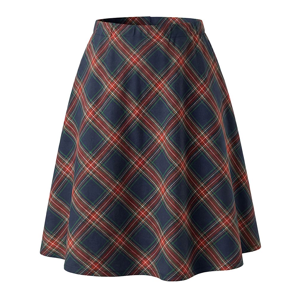 Women's Plus Size A Line Knee Length Plaid Flare Skirt