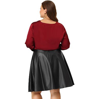 Women's Plus Size PU Skirt A-Line Versatile Flared Party Skirts