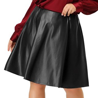 Women's Plus Size PU Skirt A-Line Versatile Flared Party Skirts