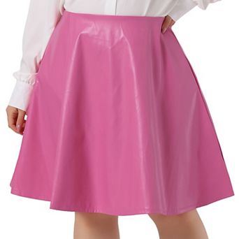 Women's Plus Size PU Skirt A-Line Versatile Flared Party Skirts