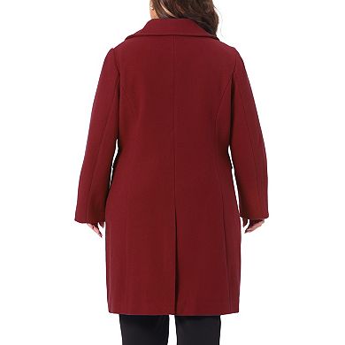 Women's Plus Size Winter Fashion Coats Single Breasted Long Peacoat