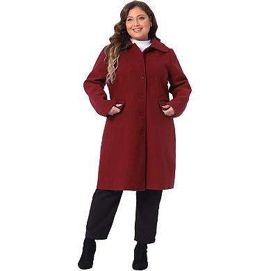 Women's Plus Size Winter Fashion Coats Single Breasted Long Peacoat