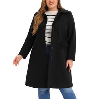 Women's Plus Size Winter Fashion Coats Single Breasted Long Peacoat
