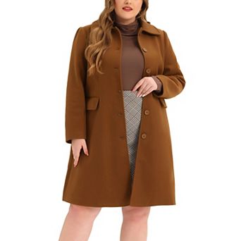 Women's Plus Size Winter Fashion Coats Single Breasted Long Peacoat