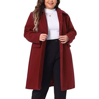Women's Plus Size Winter Fashion Coats Single Breasted Long Peacoat