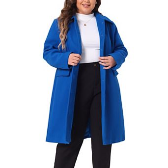 Women's Plus Size Winter Fashion Coats Single Breasted Long Peacoat