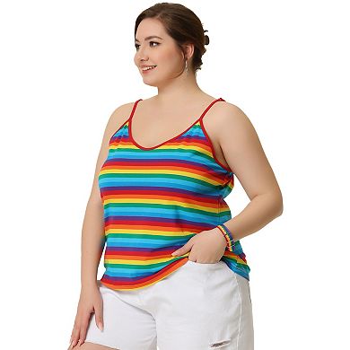 Women's Plus Size Summer Strap Stripe Rainbow Colorful Camisole
