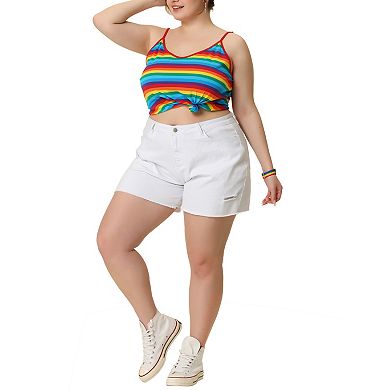 Women's Plus Size Summer Strap Stripe Rainbow Colorful Camisole