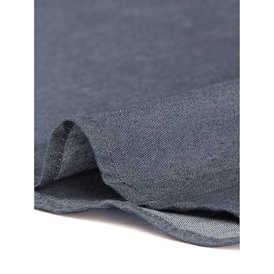Denim Button Down Shirt for Women's Sleeveless Lapel V Neck Chambray Tunic Top