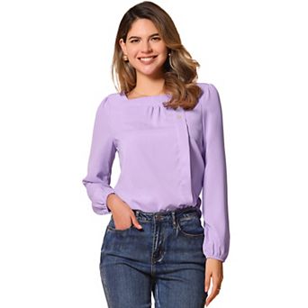 Women's Casual Button Decor Solid Square Neck Top