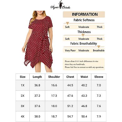 Women's Plus Size Spring Polka Dots Short Sleeve Tie Waist Flare Dress