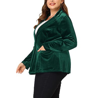 Women's Plus Size Peplum Velvet Fashion Jacket Outerwear Blazer