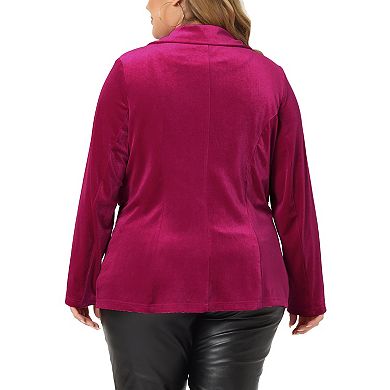 Women's Plus Size Peplum Velvet Fashion Jacket Outerwear Blazer