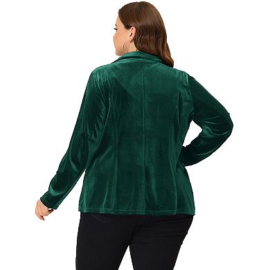 Women's Plus Size Peplum Velvet Fashion Jacket Outerwear Blazer