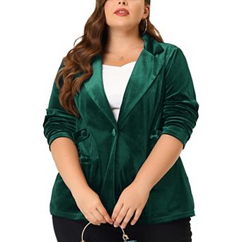 Women's Plus Size Peplum Velvet Fashion Jacket Outerwear Blazer