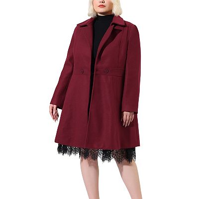 Women s Plus Size Outerwear Cinched Waist Winter Long Coat