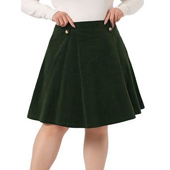 Women's Plus Size Button Decor Elastic Waist A Line Skirt
