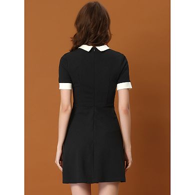 Women's Work Dress Contrast Color Fit and Flare Dresses