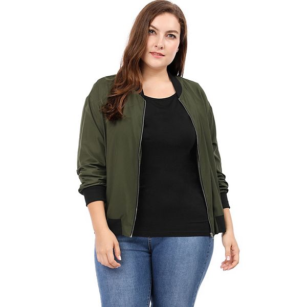 Women's plus size top olive green jacket