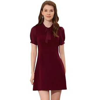 Women's Bow Tie Keyhole Neck Short Sleeve Elegant Dress