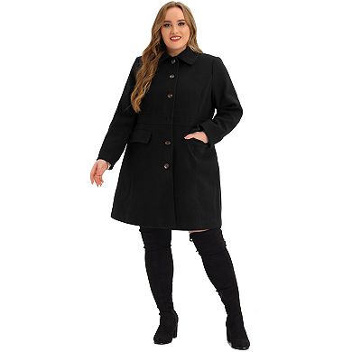 Women's Plus Size Peacoat Single-Breasted Mid-Length Overcoat