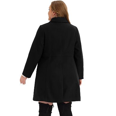 Women's Plus Size Peacoat Single-Breasted Mid-Length Overcoat