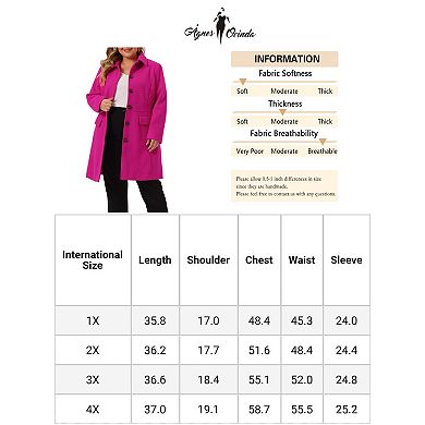 Women's Plus Size Peacoat Single-Breasted Mid-Length Overcoat