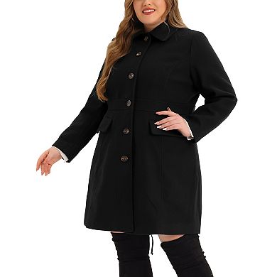 Women's Plus Size Peacoat Single-Breasted Mid-Length Overcoat