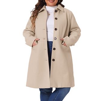 Women's Plus Size Peacoat Single-Breasted Mid-Length Overcoat