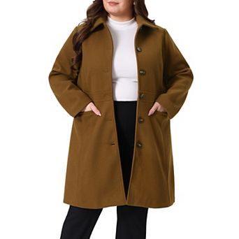 Women's Plus Size Peacoat Single-Breasted Mid-Length Overcoat