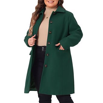 Women's Plus Size Peacoat Single-Breasted Mid-Length Overcoat