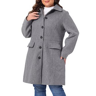 Women's Plus Size Peacoat Single-Breasted Mid-Length Overcoat