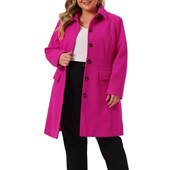 Women's Plus Size Peacoat Single-Breasted Mid-Length Overcoat