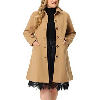 Women's Plus Size Peacoat Single-Breasted Mid-Length Overcoat